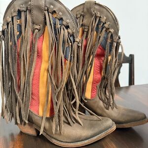 LIBERTY Black Multicolor Fringe Heeled Boots